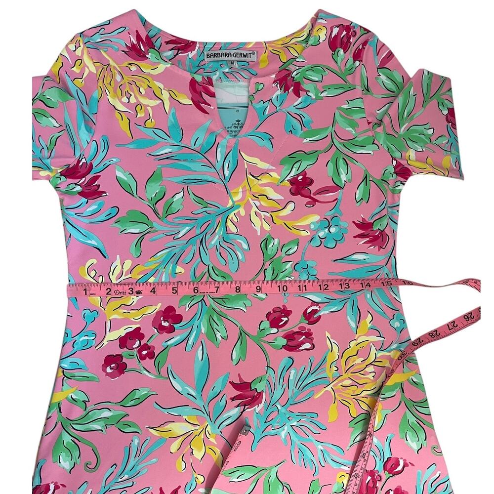 Barbara Gerwit Nylon Spandex Tunic Top Pink Multi Size M Resort Travel NWT - Picture 6 of 9